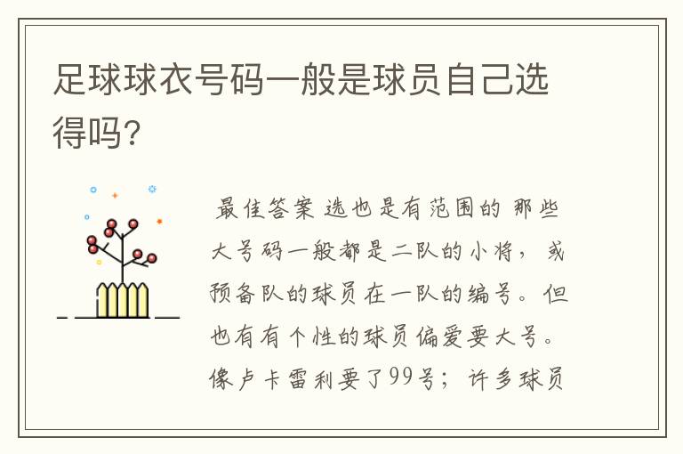 足球球衣号码一般是球员自己选得吗?