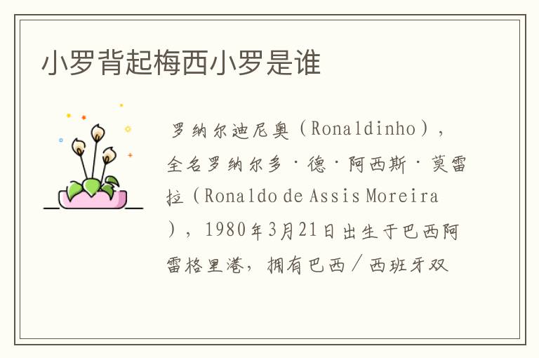 小罗背起梅西小罗是谁