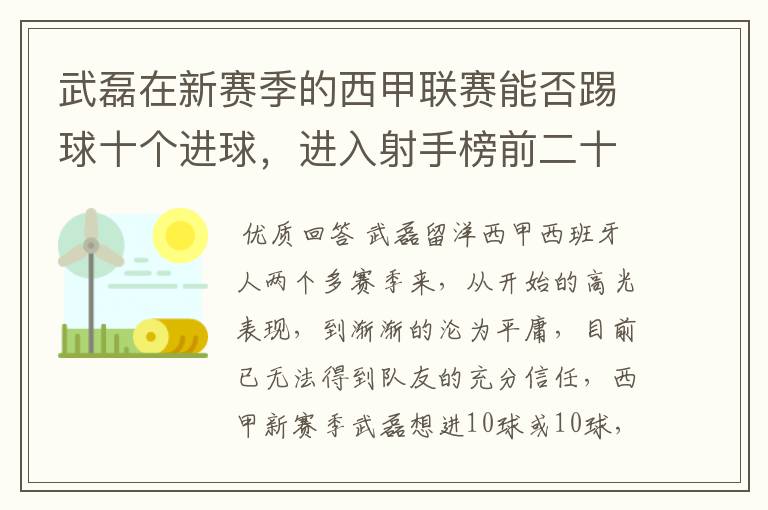 武磊在新赛季的西甲联赛能否踢球十个进球,进入射手榜前二十?