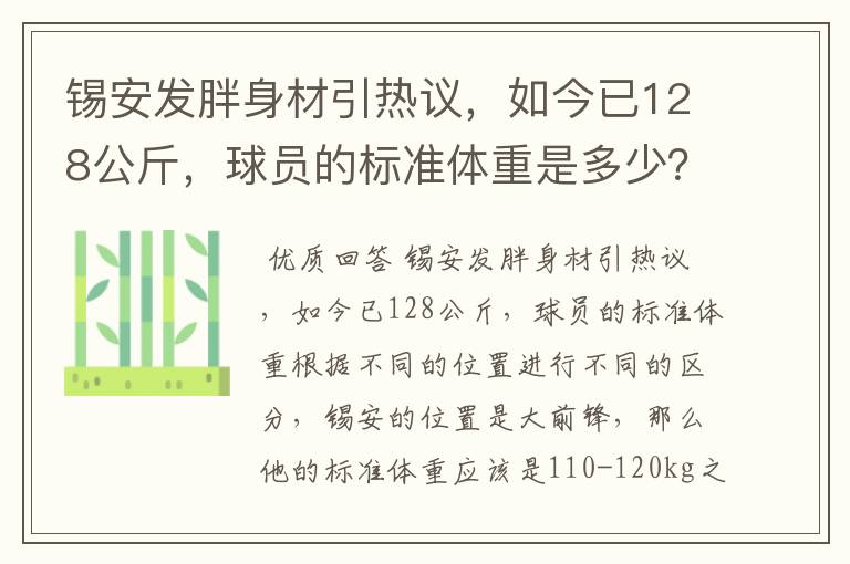 锡安发胖身材引热议,如今已128公斤,球员的标准体重是多少?