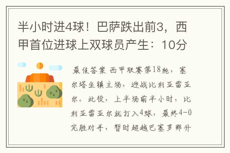 半小时进4球!巴萨跌出前3,西甲首位进球上双球员产生:10分