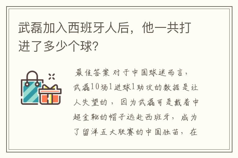 武磊加入西班牙人后,他一共打进了多少个球?