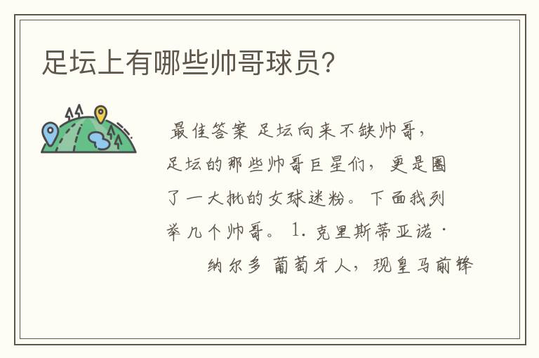 足坛上有哪些帅哥球员?