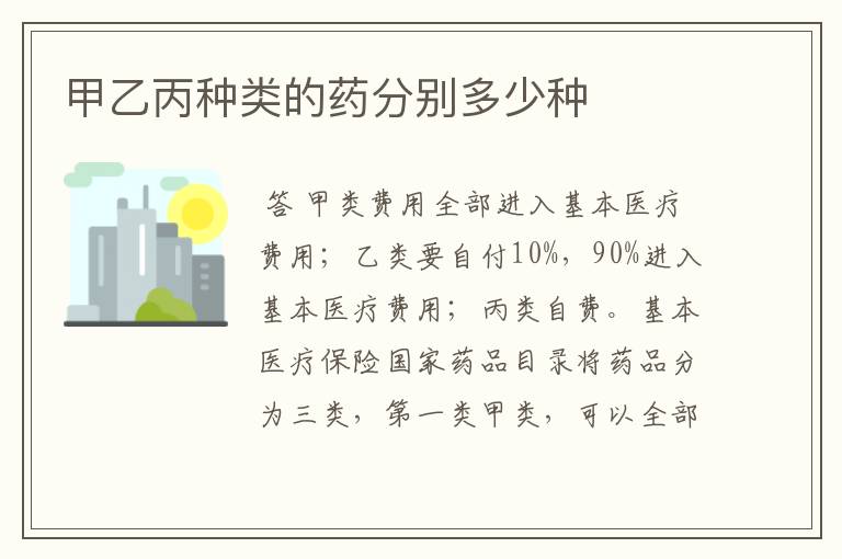 甲乙丙种类的药分别多少种