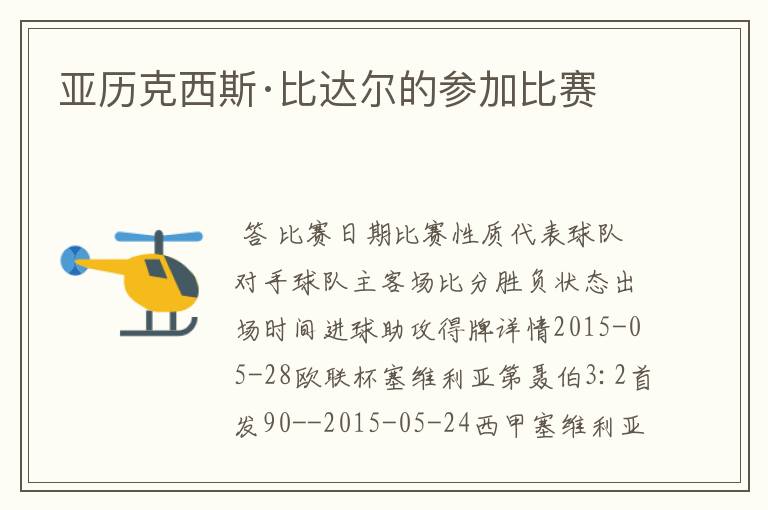 亚历克西斯·比达尔的参加比赛