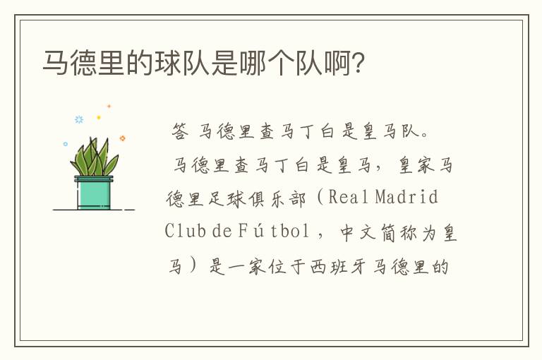 马德里的球队是哪个队啊?