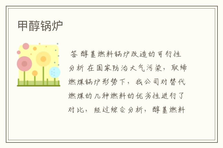 甲醇锅炉