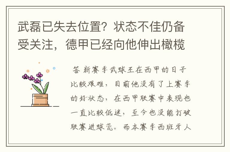 武磊已失去位置?状态不佳仍备受关注,德甲已经向他伸出橄榄枝