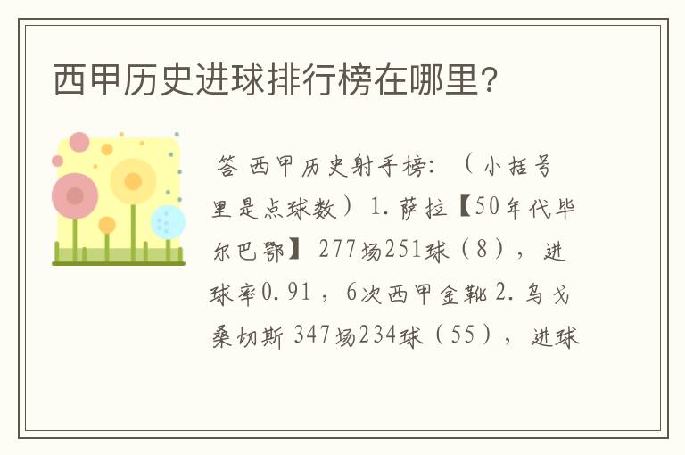 西甲历史进球排行榜在哪里?