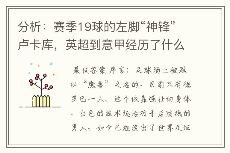 分析：赛季19球的左脚“神锋”卢卡库，英超到意甲经历了什么变化