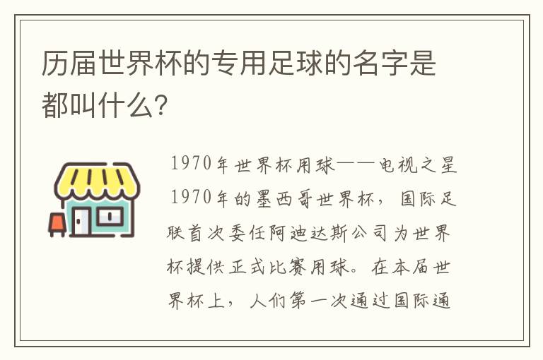历届世界杯的专用足球的名字是都叫什么?
