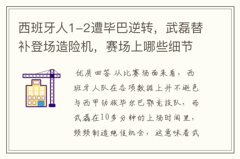 西班牙人1-2遭毕巴逆转,武磊替补登场造险机,赛场上哪些细节值得关注?