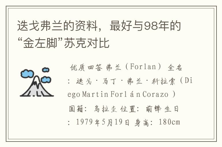 迭戈弗兰的资料,最好与98年的“金左脚”苏克对比
