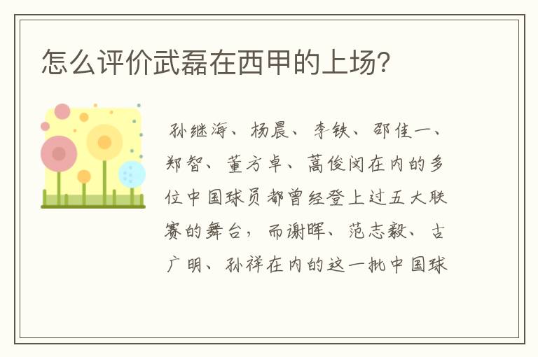 怎么评价武磊在西甲的上场?