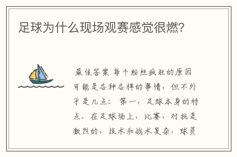 足球为什么现场观赛感觉很燃?