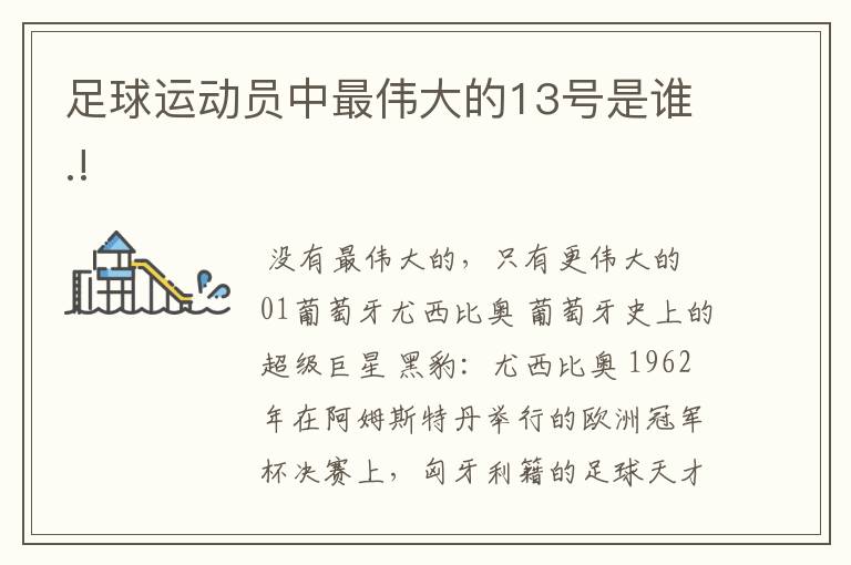 足球运动员中最伟大的13号是谁.!