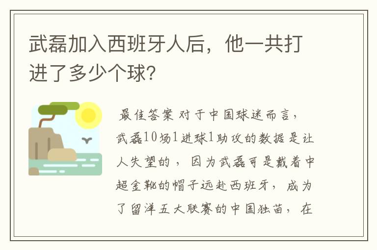 武磊加入西班牙人后,他一共打进了多少个球?