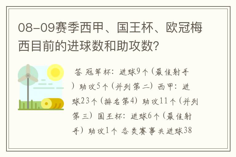 08-09赛季西甲、国王杯、欧冠梅西目前的进球数和助攻数?