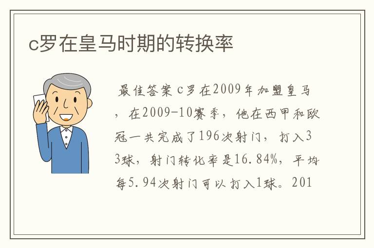 c罗在皇马时期的转换率