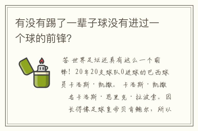 有没有踢了一辈子球没有进过一个球的前锋?