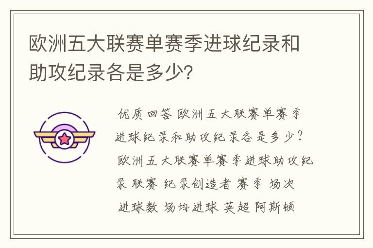 欧洲五大联赛单赛季进球纪录和助攻纪录各是多少?
