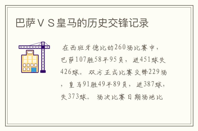 巴萨VS皇马的历史交锋记录