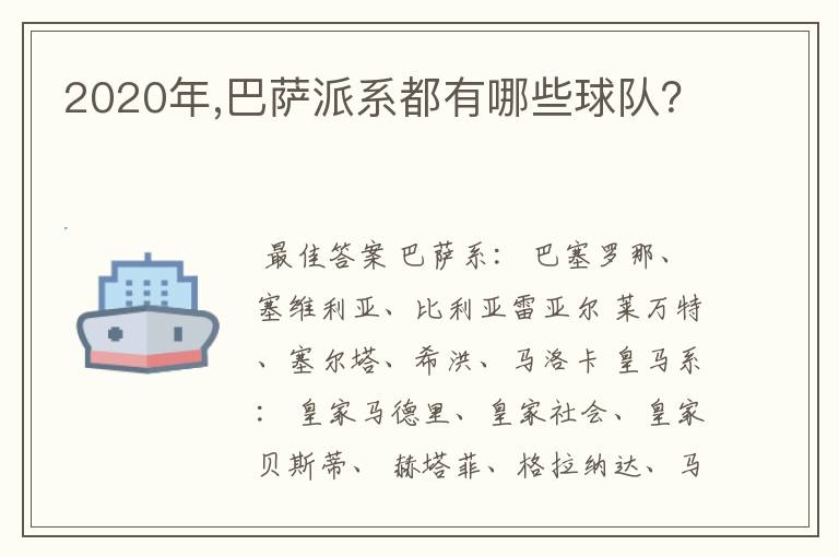 2020年,巴萨派系都有哪些球队?
