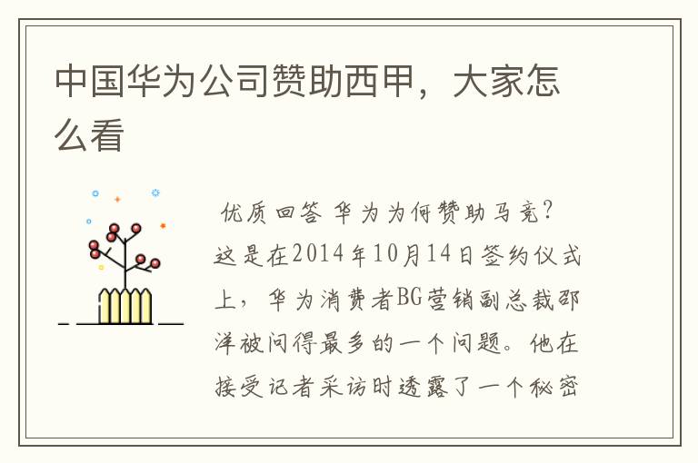 中国华为公司赞助西甲,大家怎么看