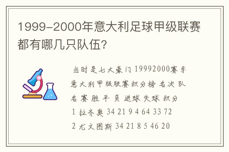 1999-2000年意大利足球甲级联赛都有哪几只队伍?