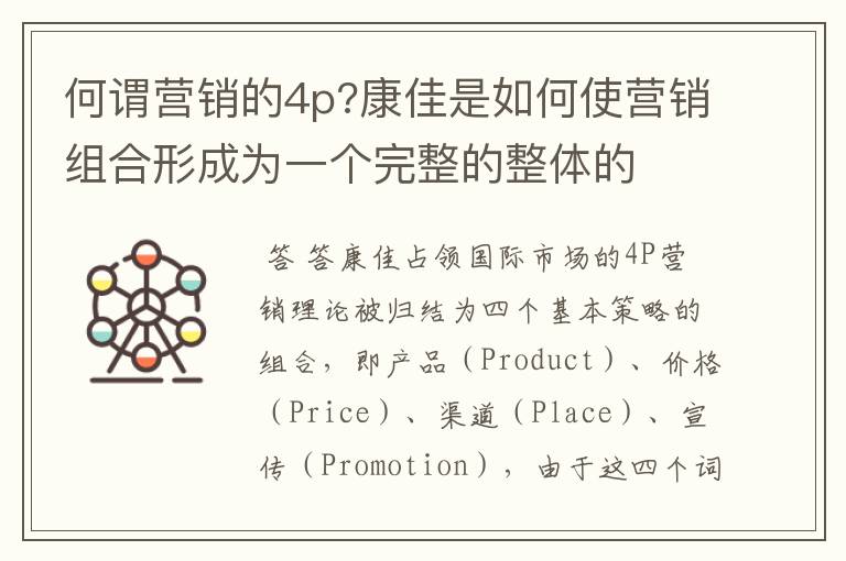 何谓营销的4p?康佳是如何使营销组合形成为一个完整的整体的