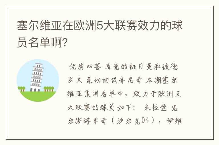塞尔维亚在欧洲5大联赛效力的球员名单啊?