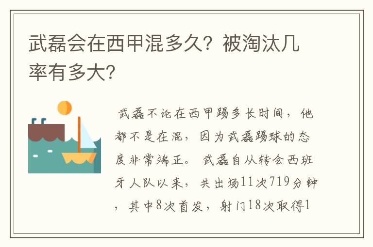 武磊会在西甲混多久?被淘汰几率有多大?