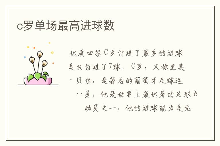 c罗单场最高进球数