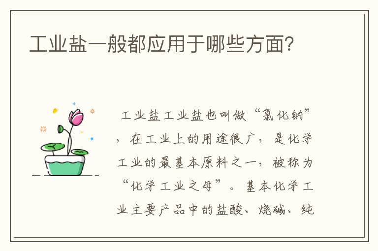 工业盐一般都应用于哪些方面?