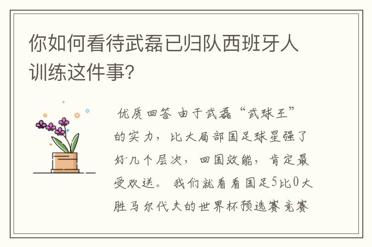 你如何看待武磊已归队西班牙人训练这件事?