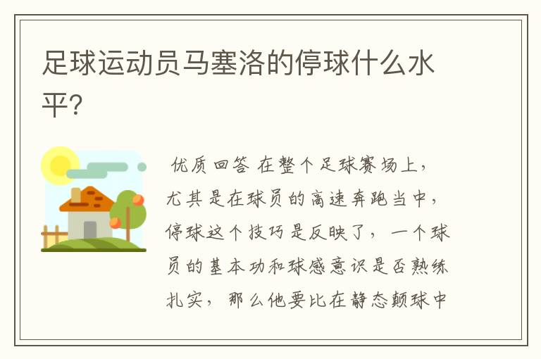 足球运动员马塞洛的停球什么水平?