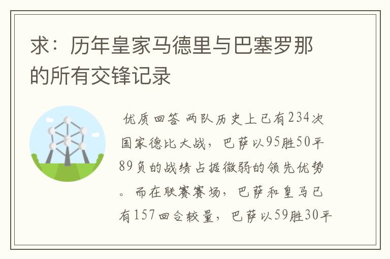 求:历年皇家马德里与巴塞罗那的所有交锋记录