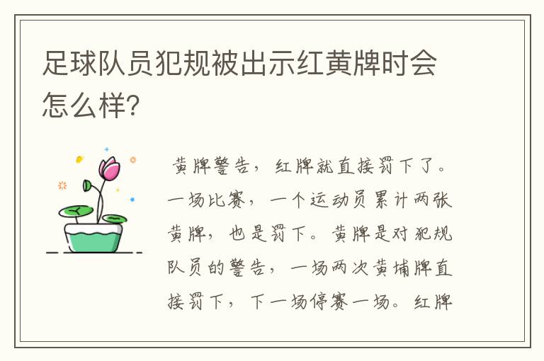 足球队员犯规被出示红黄牌时会怎么样?