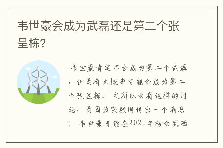 韦世豪会成为武磊还是第二个张呈栋?