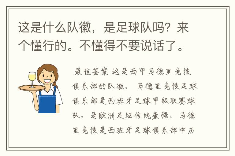 这是什么队徽,是足球队吗?来个懂行的。不懂得不要说话了。