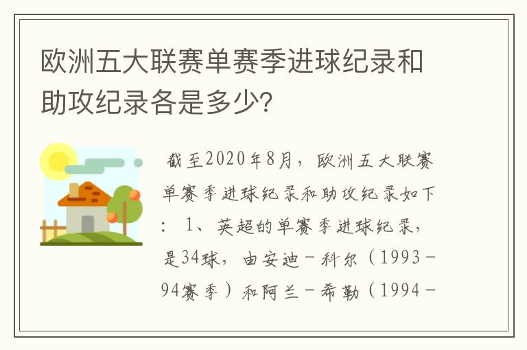 欧洲五大联赛单赛季进球纪录和助攻纪录各是多少?