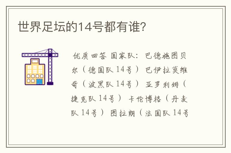 世界足坛的14号都有谁?