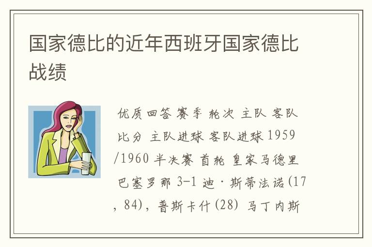 国家德比的近年西班牙国家德比战绩