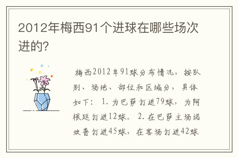 2012年梅西91个进球在哪些场次进的?