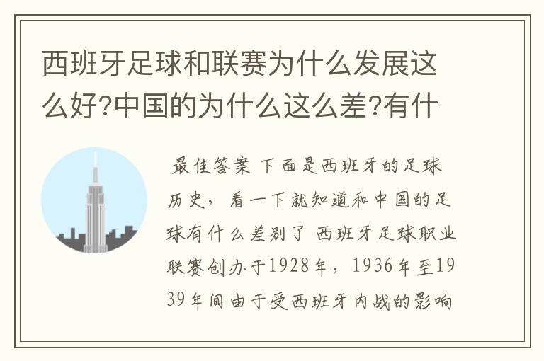 西班牙足球和联赛为什么发展这么好?中国的为什么这么差?有什么原因呢?