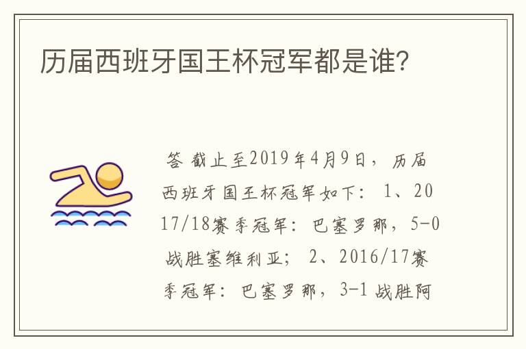 历届西班牙国王杯冠军都是谁?