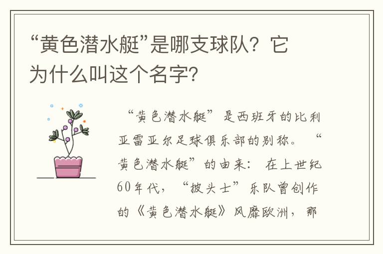“黄色潜水艇”是哪支球队?它为什么叫这个名字?