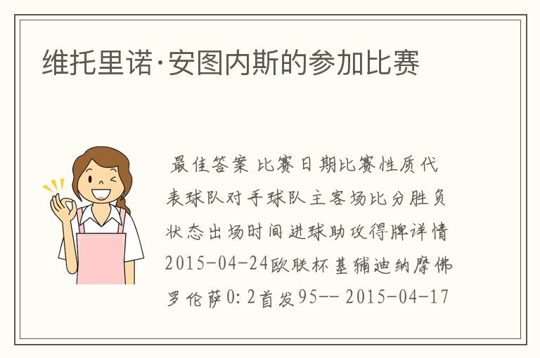 维托里诺·安图内斯的参加比赛