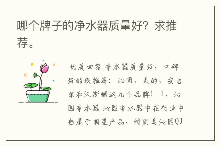 哪个牌子的净水器质量好?求推荐。