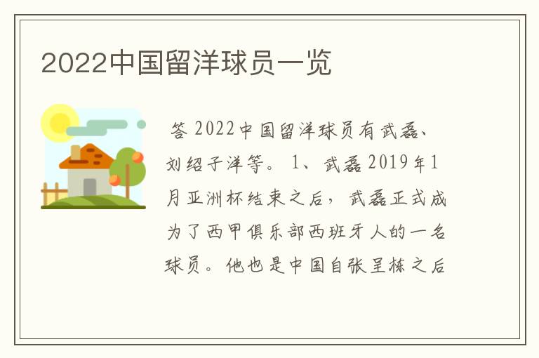2022中国留洋球员一览